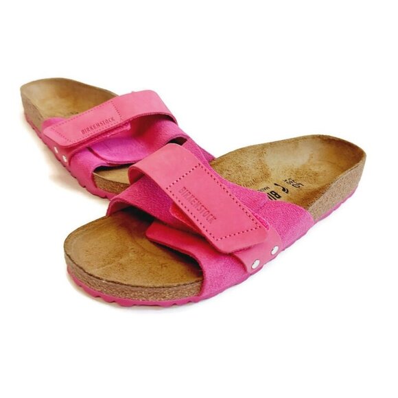 Birkenstock Oita Nubuck Suede Leather Sandals Womens 9 Mens 7 Fuchsia Tulip EU40 - Picture 5 of 9